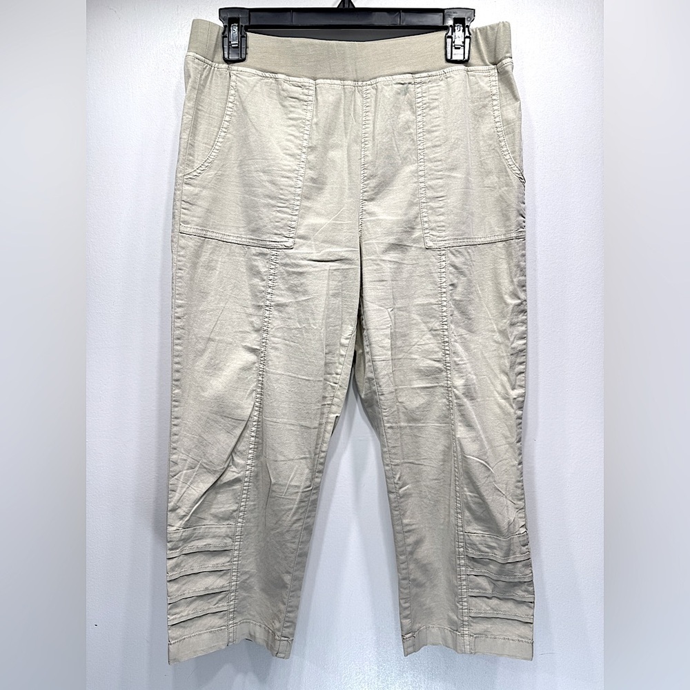 Chico’s Zenergy Tan Crop Capri Pants Lightweight Cotton Skimmers Clam Diggers